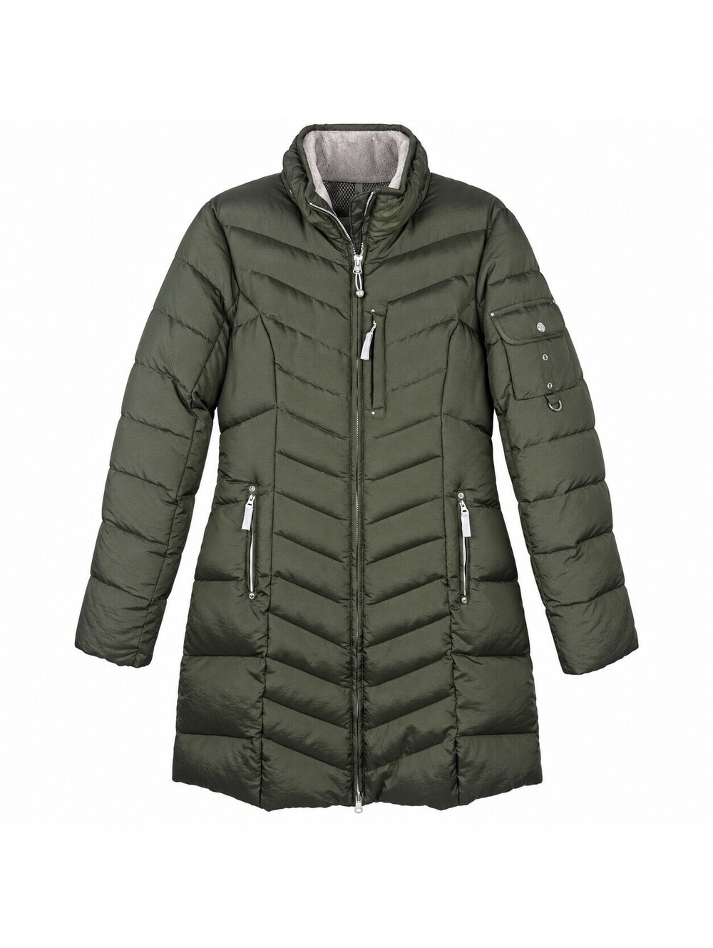 Eddie Bauer Down Parka Jacket Womens Medium Green Hood Long Winter Coat Quilted